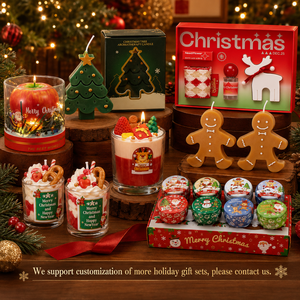 Ensemble cadeau de bougies parfumées de Noël en gros, lot de <span class=keywords><strong>4</strong></span>, 200g, pot en ambre, étiquette privée OEM, cadeaux de fêtes - Product Image 4