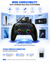 Manette de jeu sans fil RGB pour P5/PC/iOS/Android, double vibration, gâchettes adaptatives, manette de jeu pour les fêtes, cadeau pour enfants et adultes