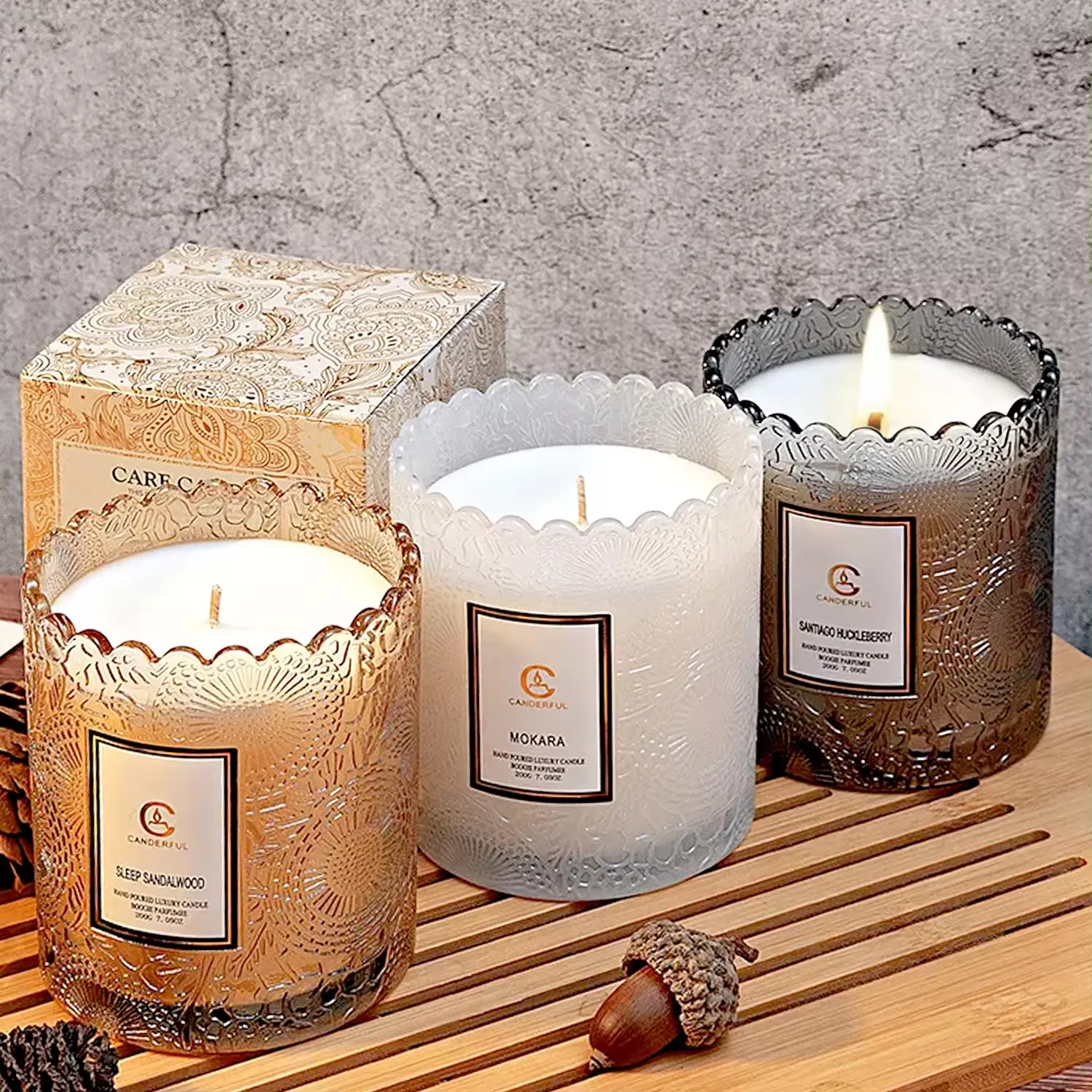 Lilin wangi buatan tangan, Set hadiah tangan pendamping lilin aroma terapi tahan lama rumah dalam ruangan