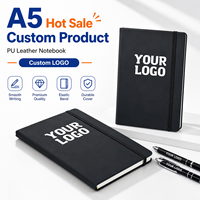 Libreta de Negocios Personalizada con Logotipo, Tamaño A5, Cuero PU, Color Negro, Fabricante de Libretas de Oficina