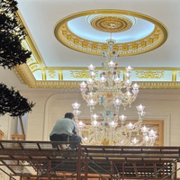 Lustres en verre de Murano faits à la main, décoration romantique et élégante, avec fleurs en verre rose et bleu, lampe suspendue pour hôtel, maison, salon