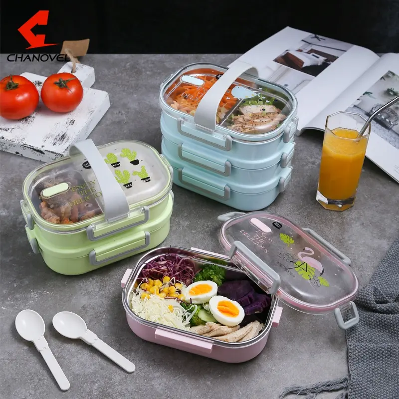 18/8 Stainless Steel Airtight Food Container Kids Bento Box With Compartments Stackable Bento Lunch Box