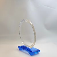 Plaque en cristal K9 personnalisable avec texte et logo, base facettée bleu saphir