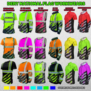 Флуоресцентная рабочая футболка с коротким рукавом ANSI Class 2, светоотражающая, с индивидуальным дизайном американского флага и логотипом - Product Image 6