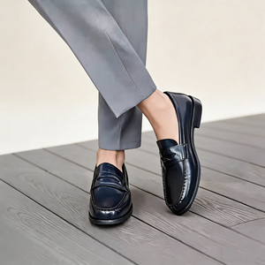 Mocassini <span class=keywords><strong>da</strong></span> <span class=keywords><strong>Uomo</strong></span> in Vera Pelle Blu, Scarpe Eleganti Formali Slip-On Comode per Ufficio e Business Casual - Product Image 3