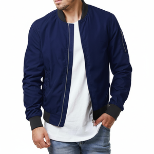 Chaqueta de bombardero informal para hombre de talla grande de alta calidad transpirable de punto de invierno con estilo y logotipo personalizados - Product Image 1