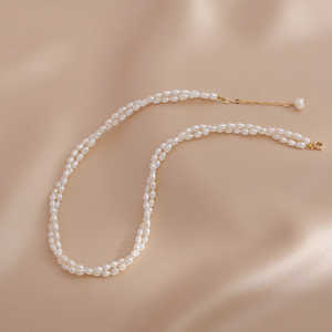 Collar de Perlas de Arroz de Doble Capa WENCHI para Mujer, Nuevo Modelo 2025, 450g, Cadena Pequeña para Clavícula - Product Image 6