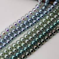 Perles en verre imitation Akoya Biwa 8 mm, perles rondes Aurora, perles en vrac pour la fabrication de bijoux DIY, bracelets, colliers, artisanat
