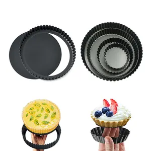 4/5/8/9/10/11/12 Inch Custom Pie Pan Carbon Steel Bakeware Quiche Tool Nonstick Cake Removable Loose Bottom Baking Tray Tart Pan