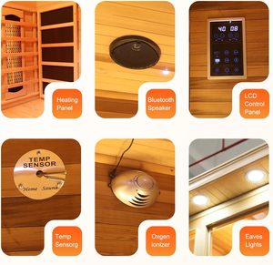 Sauna infrarouge <span class=keywords><strong>pour</strong></span> 1 personne, saunas infrarouges <span class=keywords><strong>pour</strong></span> la maison, sauna sec en <span class=keywords><strong>bois</strong></span> de pruche de 1350 W avec chauffe-pieds, luminothérapie 7 couleurs - Product Image 6