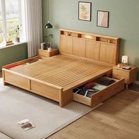 Lit de rangement pliable et extensible en bois massif pas cher avec tiroirs, design nordique moderne pour chambre à coucher