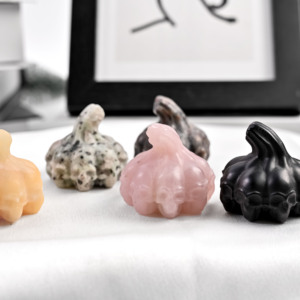 Figuras de Calaveras de Calabaza Talladas en Piedras Preciosas Naturales de 8 Facetas, Cristales Pulidos para Regalo Espiritual o Decoración del Hogar - Product Image 5