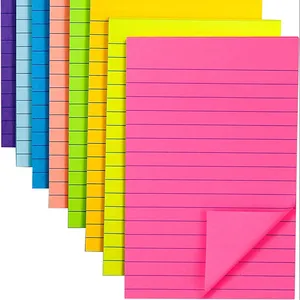 Lined Sticky Notes Post 8 Colors Self Sticky Notes Pad Its 4X6 in Bright Post Stick Colorful Big Square Sticky Notes 40 Sheet