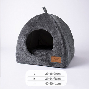 Nuevo sofá cama Triangular cálido para gatos, casa para gatos cerrada, cama gruesa para mascotas, cueva, cama para perros de sueño profundo - Product Image 5