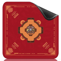 Tapis de Mahjong américain antidérapant avec motif floral rouge et support en caoutchouc pour table de Mahjong