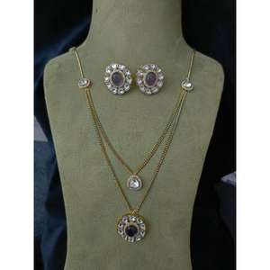 Ensemble de collier à pendentif de qualité supérieure pour filles femmes AD CZ laiton plaqué or rose ethnique pour la fête - Product Image 3