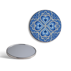 Customized Logo Round Portable Metal Blue Cosmetic Single Side Round Pocket <b>Compact</b> <b>Mirror</b> - Product Image 1
