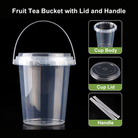 Promo! Gelas Plastik Transparan untuk Teh Susu dan Buah, Kapasitas Besar 16oz 24oz 32oz, Dilengkapi Tutup dan Pegangan