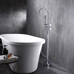 Robinet de baignoire sur pied en cuivre massif, style luxe léger, pour hôtel et usage domestique, avec douchette latérale <span class=keywords><strong>verticale</strong></span> cylindrique - Product Image 6