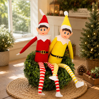 Collants rayés multicolores à jambes longues pour fée de Noël, ornements de chapeau pointu, poupées décoratives pour fenêtre de Noël