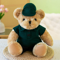 Ensemble de peluches ours en peluche huit couleurs, avec polo et casquette de baseball, poupée en peluche, OEM ODM, vente en gros personnalisée en vrac