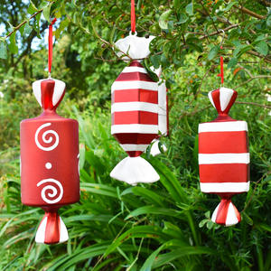 Décorations de Noël, accessoires de scène, bar, robe de mariée, accessoires, 32 cm, rouge et blanc, décorations de Noël peintes, pendentif - Product Image 3