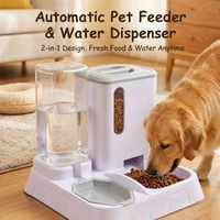 Fontaine à eau pour animaux de compagnie en plastique transfrontalière grande capacité, distributeur automatique d'eau et de nourriture 2-en-1 pour chats et chiens