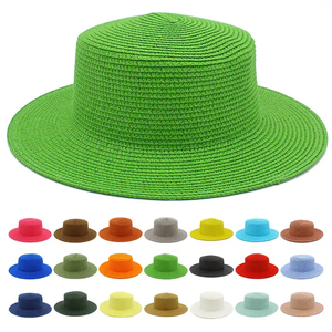 Khuyến Mãi Biểu Tượng Tùy Chỉnh Cổ Điển 24 Màu Sắc Đồng Bằng Sang Trọng Tự Nhiên Giấy Unisex Quá Khổ Flat Top Mũ Rơm - Product Image 1