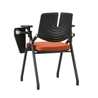 Chaise de formation avec tablette d'écriture, dossier en nylon et fibre de verre, siège en velours, mousse densité 45, porte-livre pliable, quatre pieds