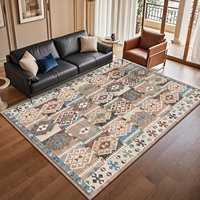 Tapis de salon moderne en polyester floral de haute qualité, fabriqué à la machine, résistant à l'eau et écologique
