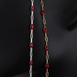 Elegante Catena Paperclip in Oro 14K Placcato da 1,5mm con Perline di Rubino e Smalto per Creazione di Bracciali e Collane Fai-da-Te - Product Image 4