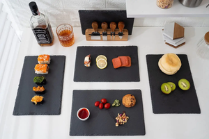 Plateau noir <span class=keywords><strong>en</strong></span> <span class=keywords><strong>ardoise</strong></span>, plateau à fromage, plateau de service <span class=keywords><strong>en</strong></span> pierre <span class=keywords><strong>naturelle</strong></span> pour sushi, restaurant, plats de dîner, fêtes écologiques - Product Image 5
