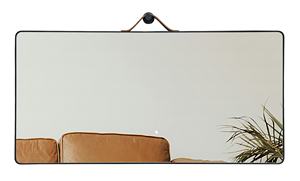 Specchio Rettangolare Contemporaneo con Bordo Nero e Cinghia per Appendere, Decorazione per Sala da Pranzo e Soggiorno - Product Image 6