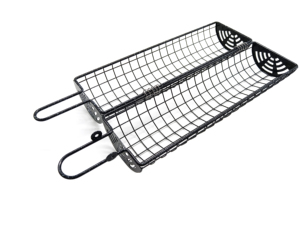 Panier de grillade roulant pour <span class=keywords><strong>barbecue</strong></span>, panier de grillade antiadhésif, panier de grillade rond pour le camping en plein air, <span class=keywords><strong>grille</strong></span> avec poignée en bois amovible - Product Image 5