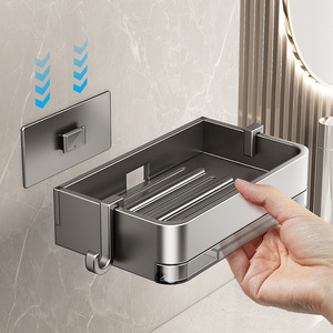 Support mural double couche en aluminium pour savon avec drainage, idéal pour salle de bain, entrepôt extérieur, hôtel ou hôpital - Product Image 1