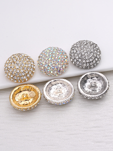 Handmade Phong Cách Sang Trọng 15Mm 25Mm Kích Thước Pha Lê <span class=keywords><strong>Rhinestone</strong></span> khảm Máy Có Thể Giặt Bán Buôn Kẽm Hợp Kim Kim Loại Nút Mạ - Product Image 3