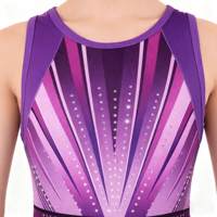 Combinaison de gymnastique pour filles et adultes, design personnalisé ODM, en spandex violet, uniforme de danse, modèle de performance par sublimation, Chine