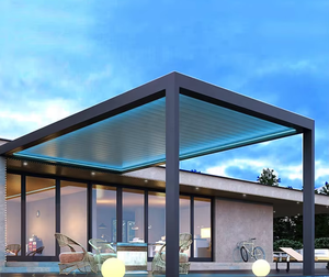 Pérgola Bioclimática <span class=keywords><strong>de</strong></span> Aleación <span class=keywords><strong>de</strong></span> Aluminio Ecológica <span class=keywords><strong>para</strong></span> Exteriores <span class=keywords><strong>de</strong></span> 4x6m, 6x7, 10 Metros, con Persianas y Puerta Corredera <span class=keywords><strong>de</strong></span> Vidrio - Product Image 3