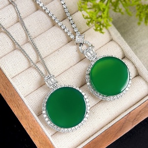 Collar Clásico de 25 mm con Colgante de Jadeíta de Imitación de Cobre Ecológico, Joyería de la Paz y la Fortuna, para Regalo de Cumpleaños y Aniversario - Product Image 4