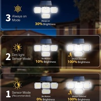 2022 IP65 étanche à trois têtes LED applique murale solaire petite lampe de jardin avec capteur de mouvement extérieur transfrontalier Split Design