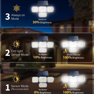 2022 IP65 방수 3 헤드 LED 태양 광 벽 조명 모션 센서가있는 작은 정원 램프 야외 크로스 보더 분할 디자인 - Product Image 3