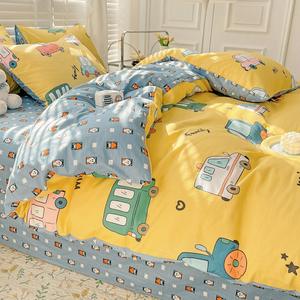 ปลอกผ้านวมสำหรับห้องนอนเด็กลายสัตว์การ์ตูนผ้าคอตตอนแท้นุ่ม3ชิ้น - Product Image 1