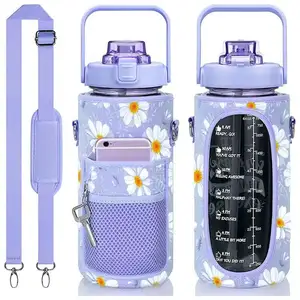 Productos más vendidos 2024 jarra de agua deportiva de moda amazons 2L sin BPA con funda de almacenamiento para soporte de teléfono