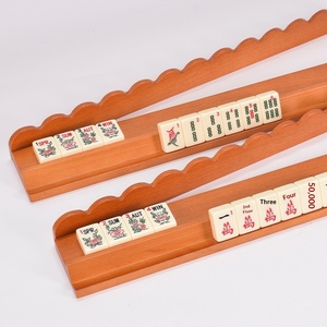 Support de Mahjong en bois de style américain de 17 pouces, deux-en-un, pour l'organisation de cartes, avec fonction de pousseur et règle - Product Image 2
