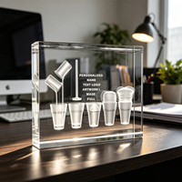 Cube en cristal gravé au laser 3D personnalisé Neelpure avec design de gobelet à boisson, souvenir d'entreprise personnalisé, ornement