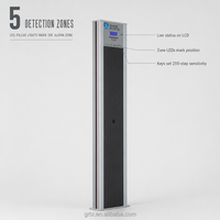 Détecteur de métaux GUORESOUN durable à grain de bois, portique de sécurité en aluminium, porte de contrôle avec alarme 5 zones et sensibilité de 255 niveaux