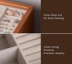 New Design Standing Type Rectangle Wooden <b>Organizer</b> Luxury <b>Jewelry</b> Gift Box - Product Image 6