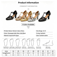 Chaussures de danse latine personnalisées à paillettes argentées pour femmes, à bout fermé, à bride en T, talons hauts, semelle en daim souple, pour la pratique de la salsa et de la danse de salon