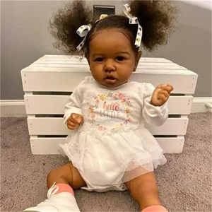 Poupée Bébé Reborn NPK Noire de 55cm, Jouet Enfant, Cadeau, Réaliste, Personnalisée, Afro-Américaine - Product Image 1