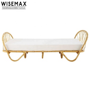 WISEMAX mobili di lusso stile <span class=keywords><strong>giapponese</strong></span> semplice camera da letto mobili in legno solido e Rattan struttura del letto Design divano letto singolo - Product Image 3